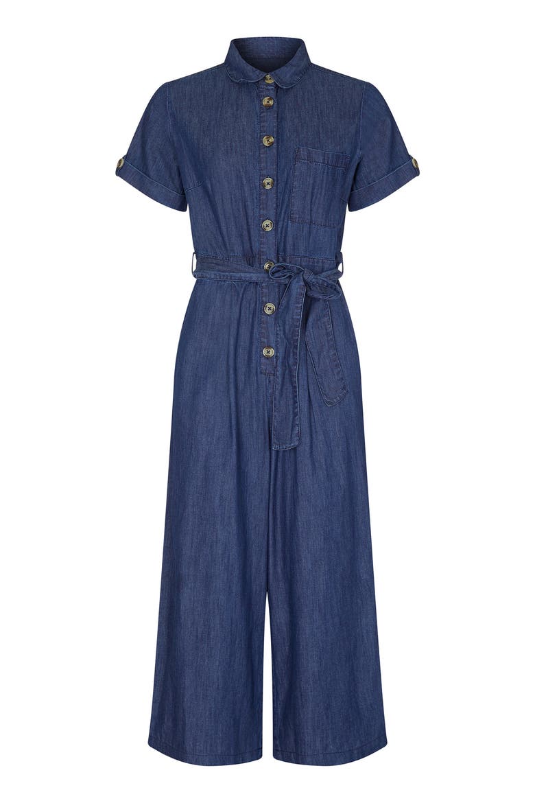 Chambray Light Denim Button Jumpsuit, Alternate, color, Blue