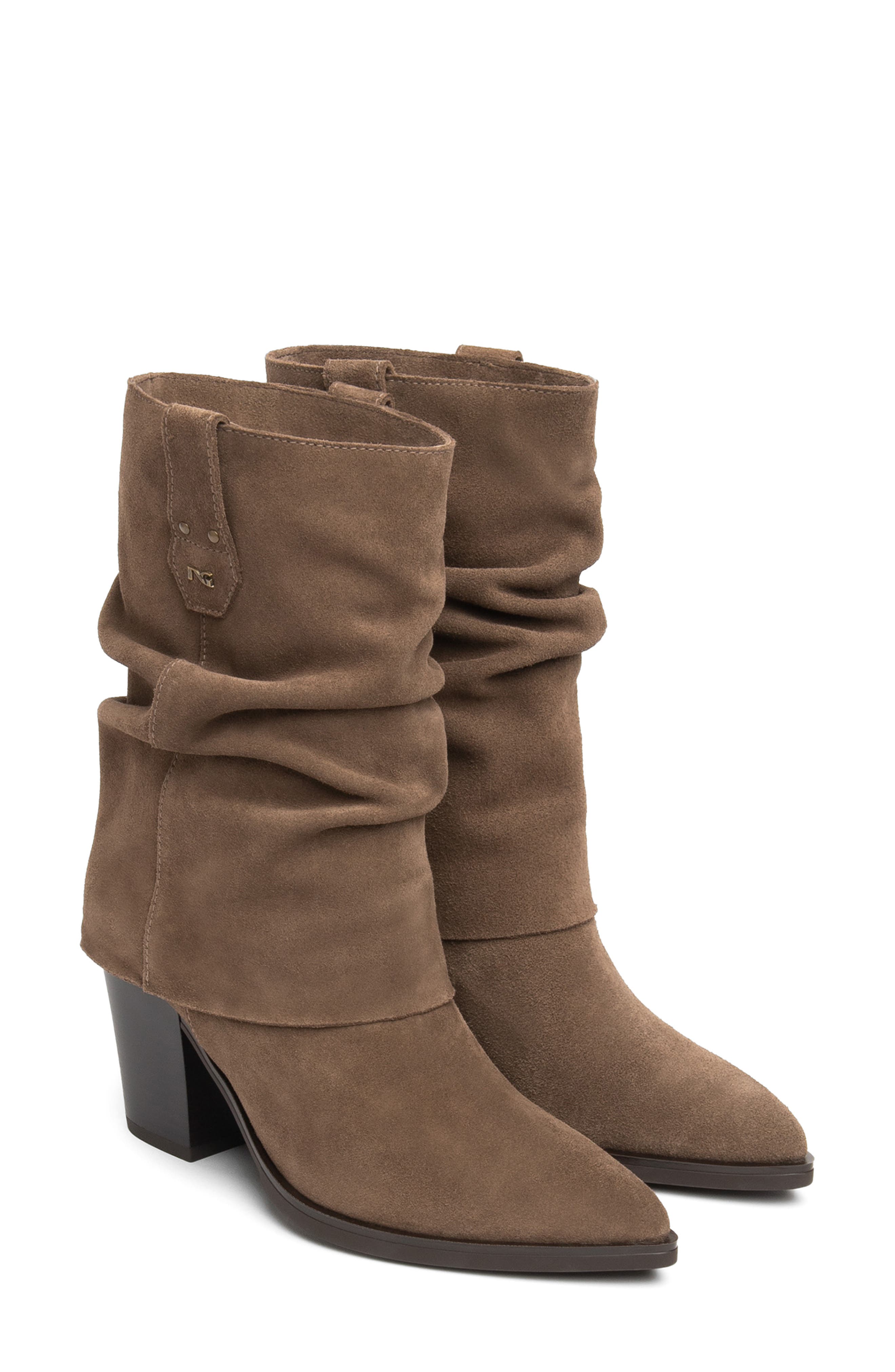 Slouchy Leather Western Boot, Main, color, BARK