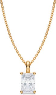 ALLUREZ Radiant Solitaire Lab Diamond Pendant Necklace 14K 0.75ct
