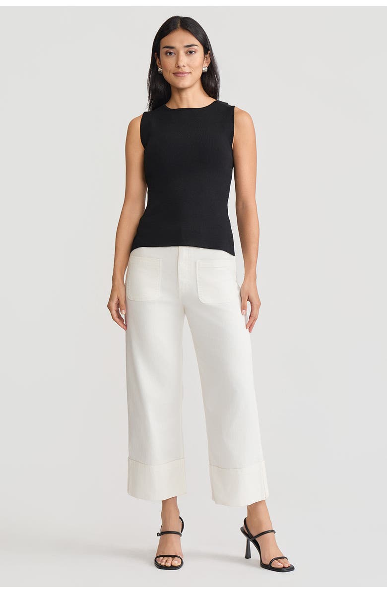 Ming Wang Boat Neck Soft Knit Ribbed Tank, Alternate, color, Black