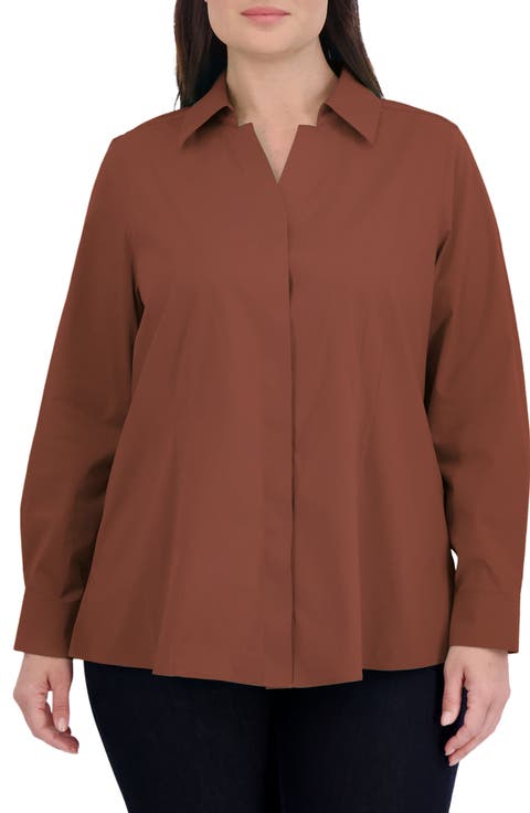 Taylor Non-Iron Long Sleeve Stretch Button-Up Shirt (Plus Size)
