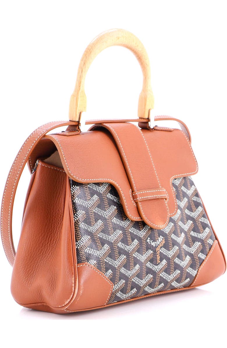 Pre-Owned Goyard Saigon Top Handle Bag Coated Canvas with Leather Mini, Alternate, color, Brown
