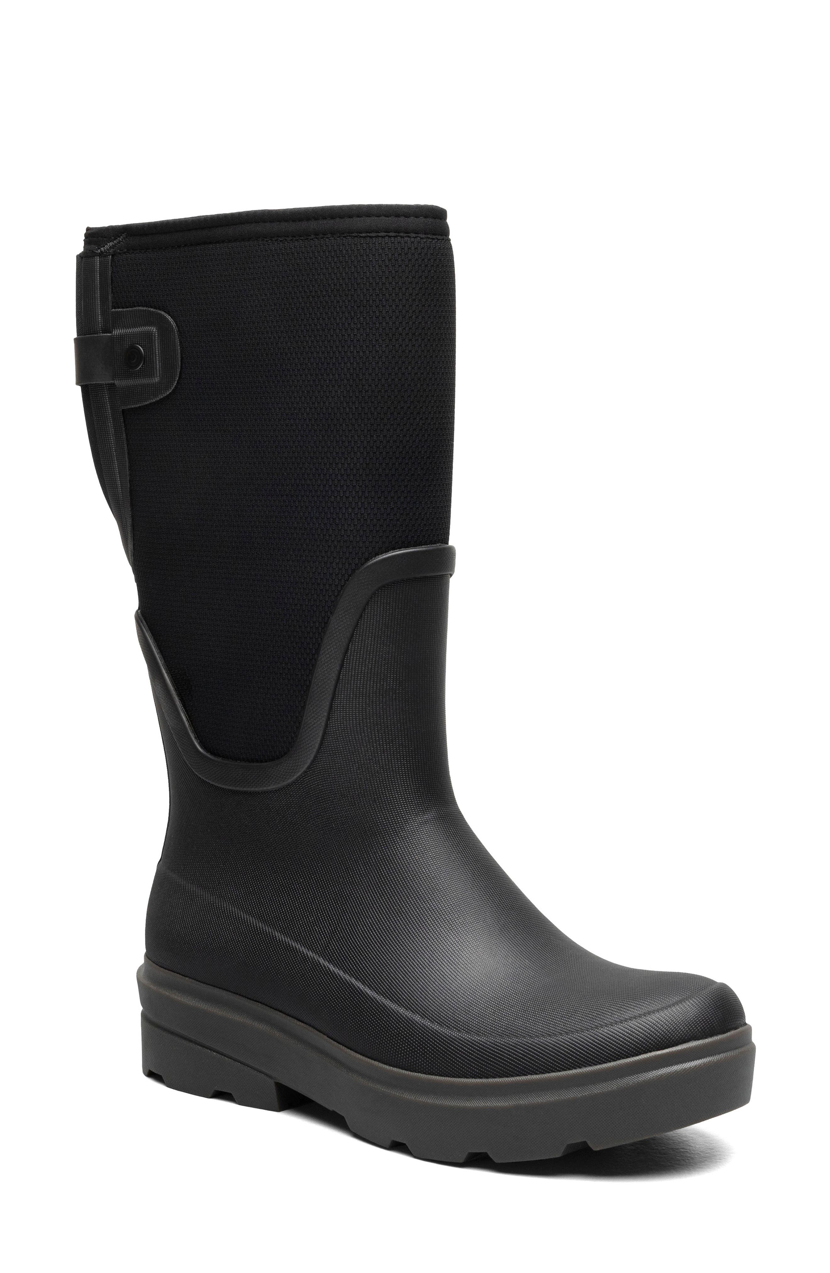 Bogs Hazel Tall Adjustable Calf Rain Boot, Main, color, Black