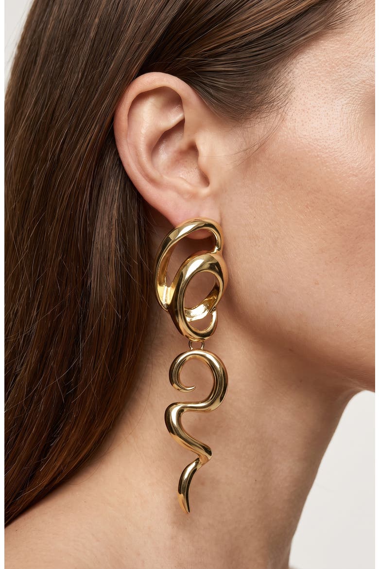 Organic Freeform Drop Earrings, Alternate, color, GOLD