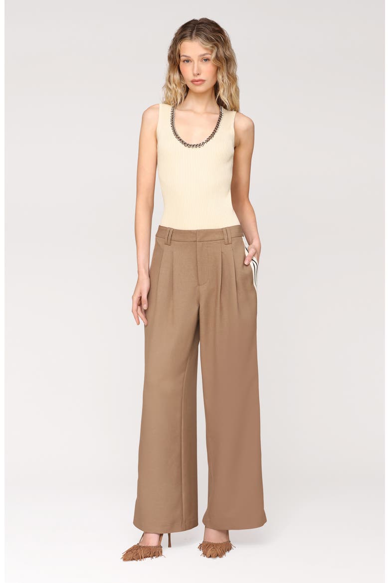 Pleated Mid Rise Wide Leg Pants, Alternate, color, TAN