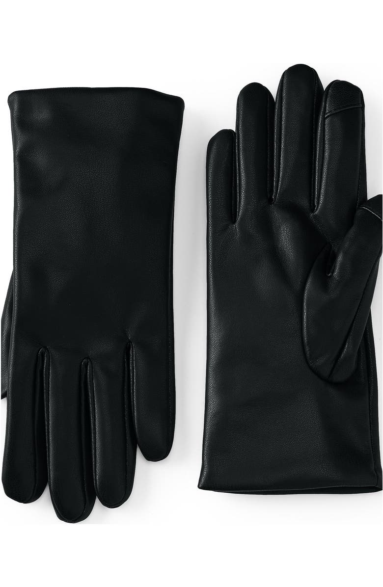 Lands' End Cashtouch Lined Faux Leather Glove, Main, color,
