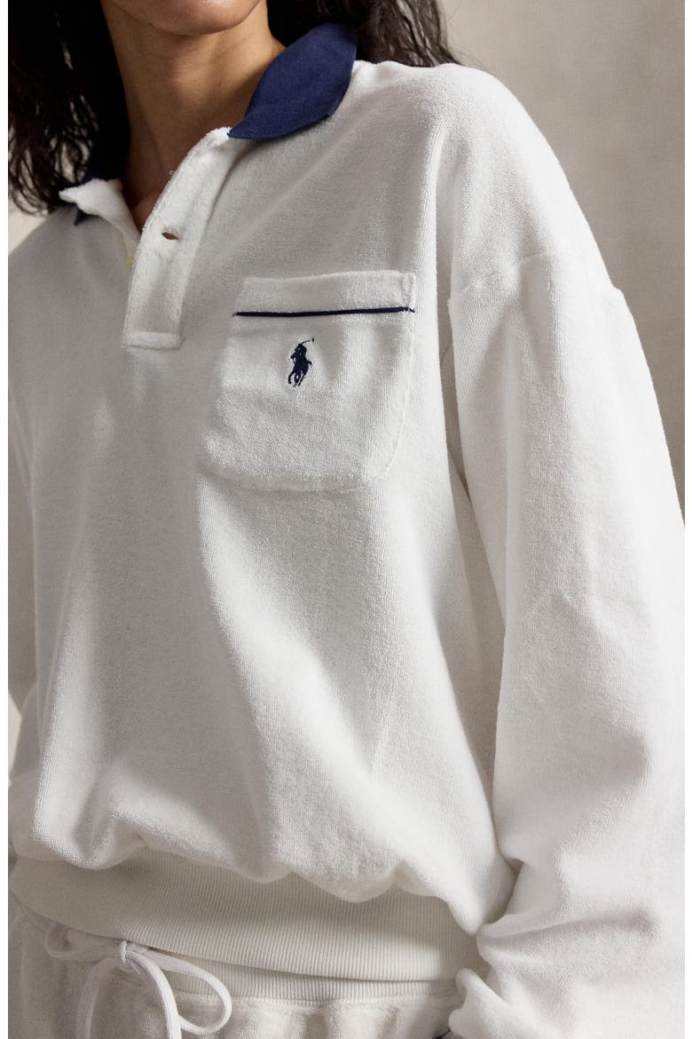 Cotton Blend French Terry Sweatshirt, Alternate, color, WHITE