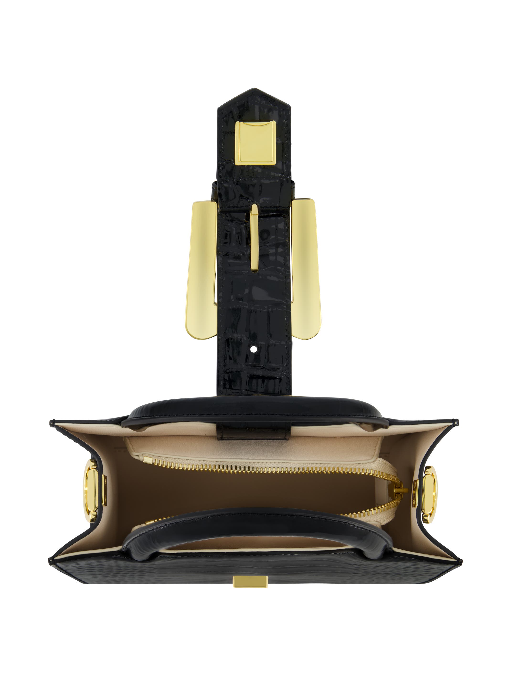 Mac Duggal Crocodile Embossed Leather Gold Buckle Tote Bag, Alternate, color, 