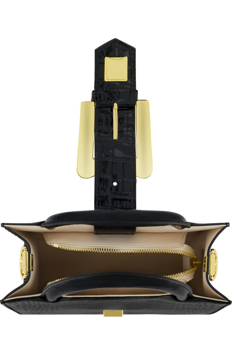 Mac Duggal Crocodile Embossed Leather Gold Buckle Tote Bag, Alternate, color,