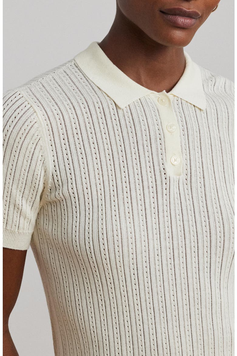 Pointelle Polo, Alternate, color, MASCARPONE CREAM