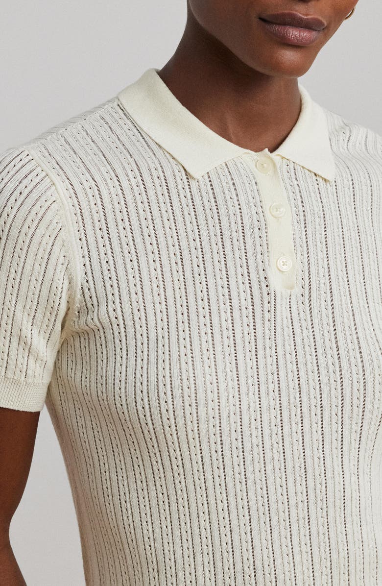 Lauren Ralph Lauren Pointelle Polo, Alternate, color, Mascarpone Cream