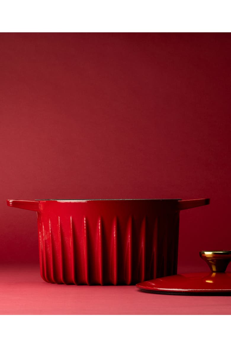 FIREUP Rapid Heat Enameled Cast Iron 5.5-Quart Dutch Oven, Alternate, color, Rosso Red