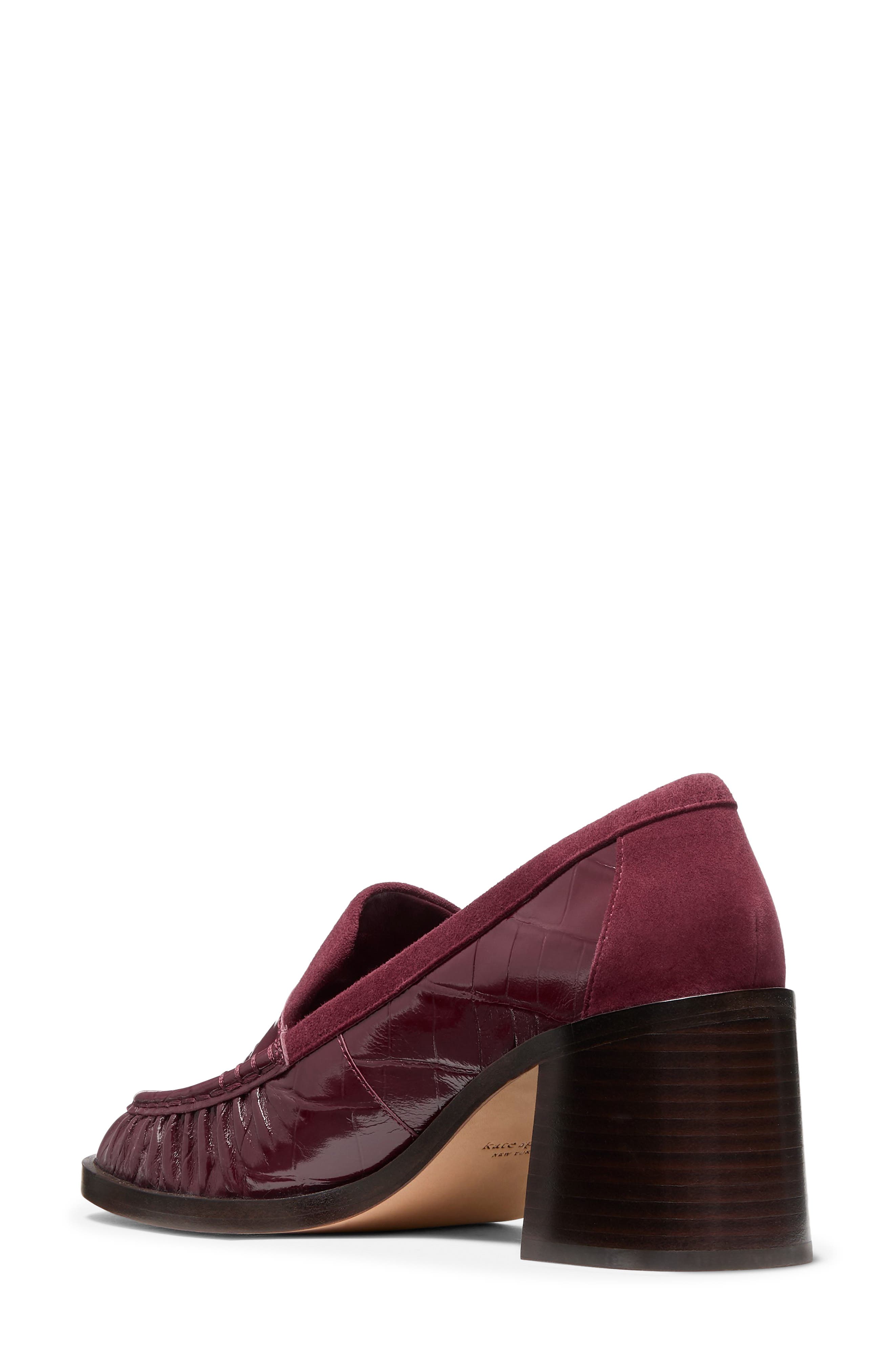 Pani Croc Embossed Leather Loafer Pump, Alternate, color, CHERRY JUICE