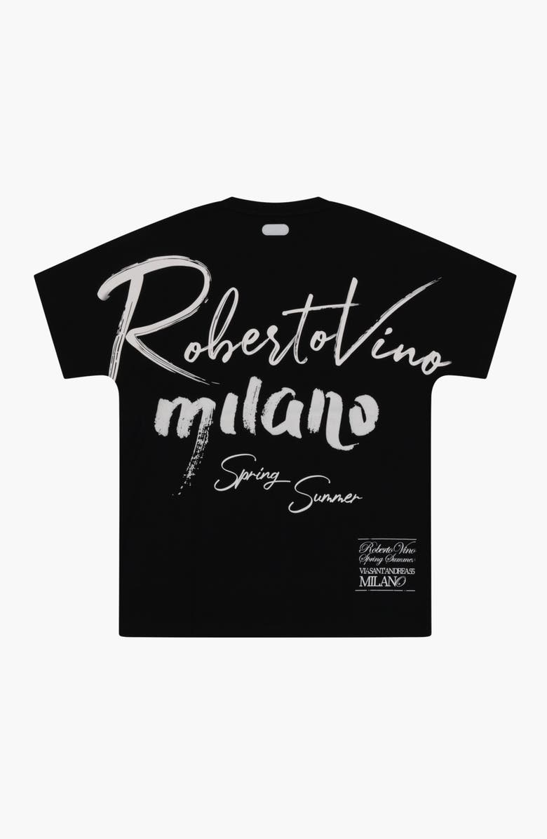 Roberto Vino Milano Writing Slim fit tee, Alternate, color, Black