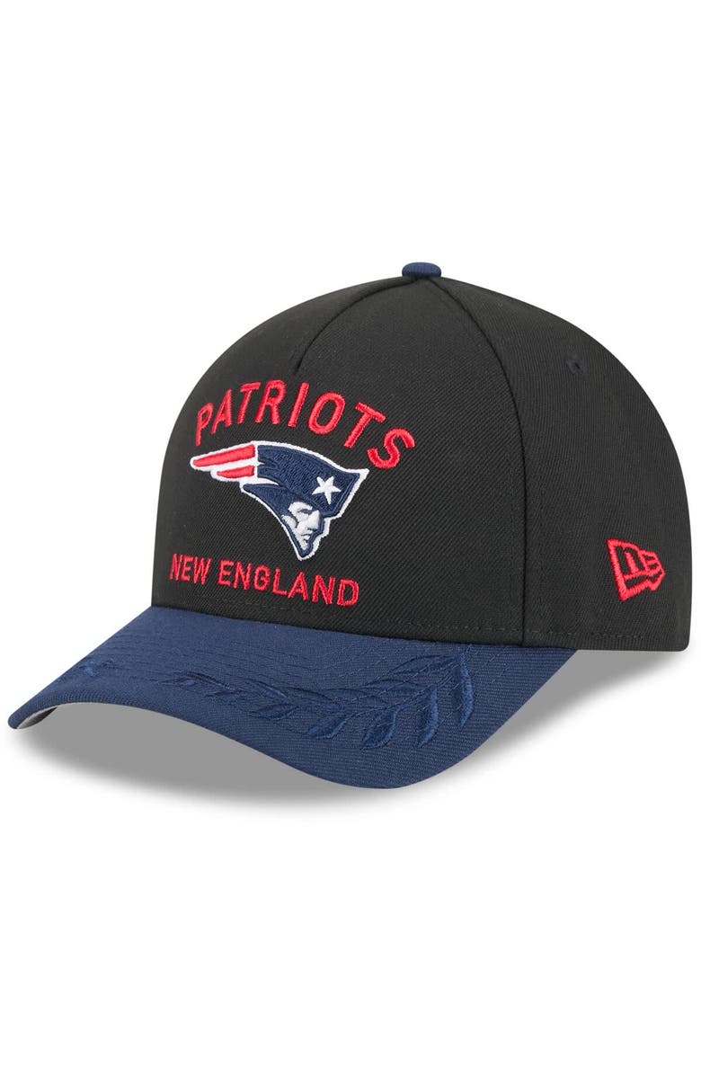 New Era Men's New Era Black/Navy New England Patriots 2025 NFL Draft 9FORTY A-Frame M-Crown Adjustable Hat, Main, color, Black