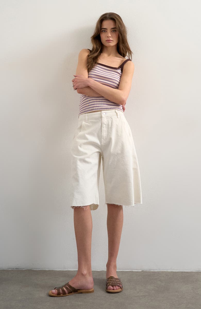 Topshop Stripe Rib Scoop Neck Tank Top, Alternate, color, Lilac