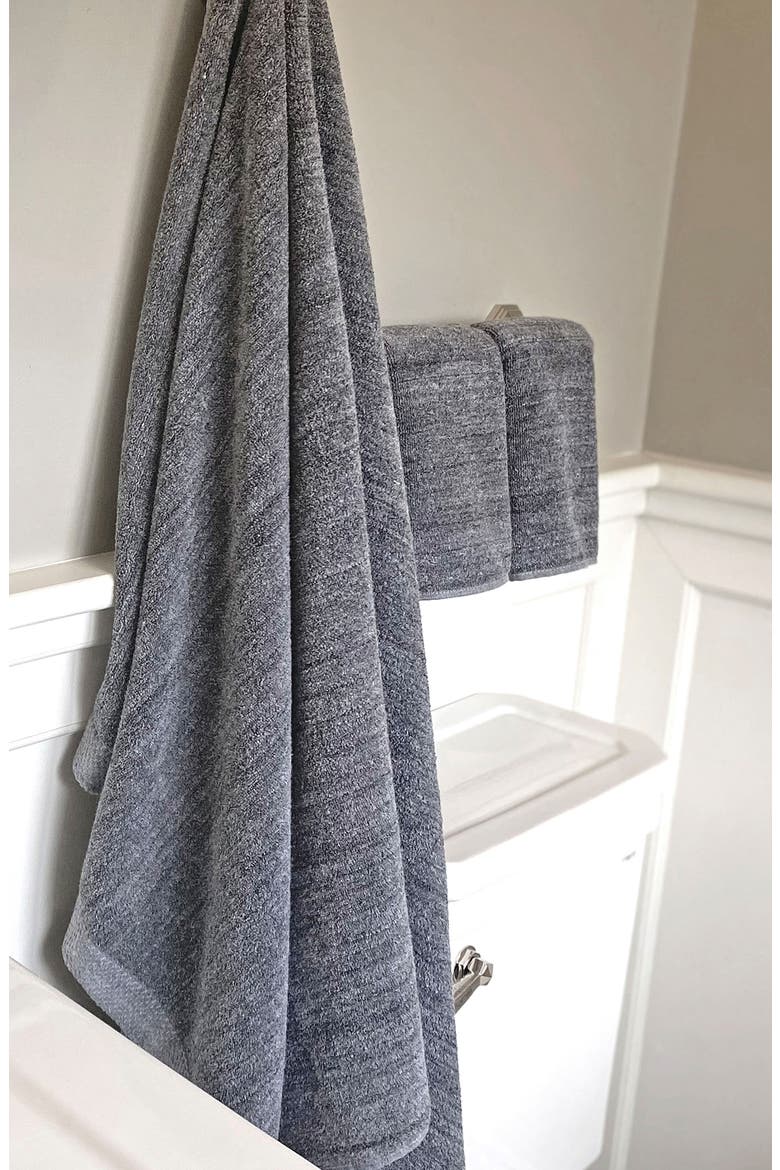 Melange Viscose Cotton Blend Odor & Mildew Resistant Bath Sheet & Hand Towel Set, Alternate, color, CHARCOAL