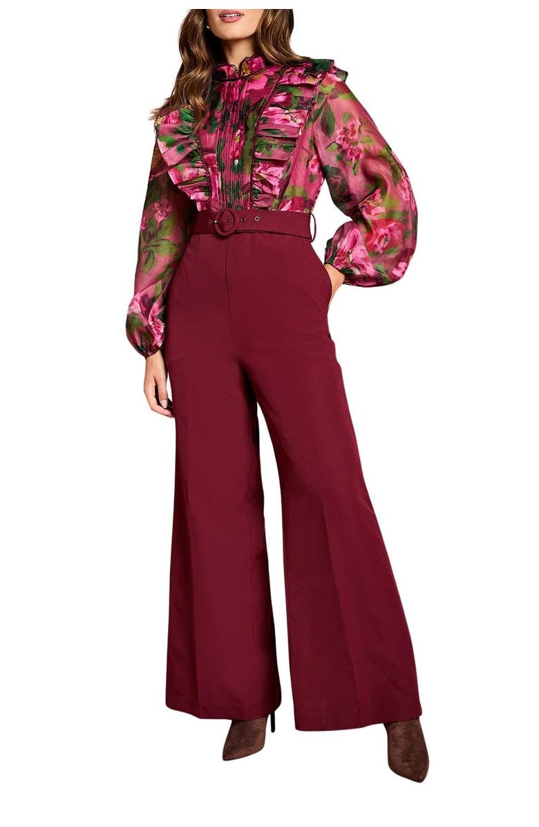 Coast Organza Blouse Jumpsuit, Alternate, color, Plum