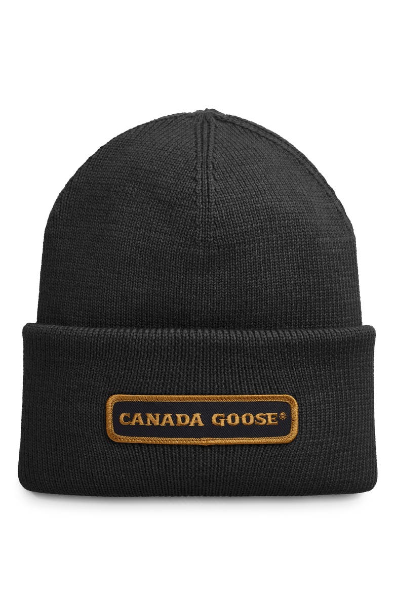 Canada Goose Logo Patch Ribbed Beanie, Main, color, 