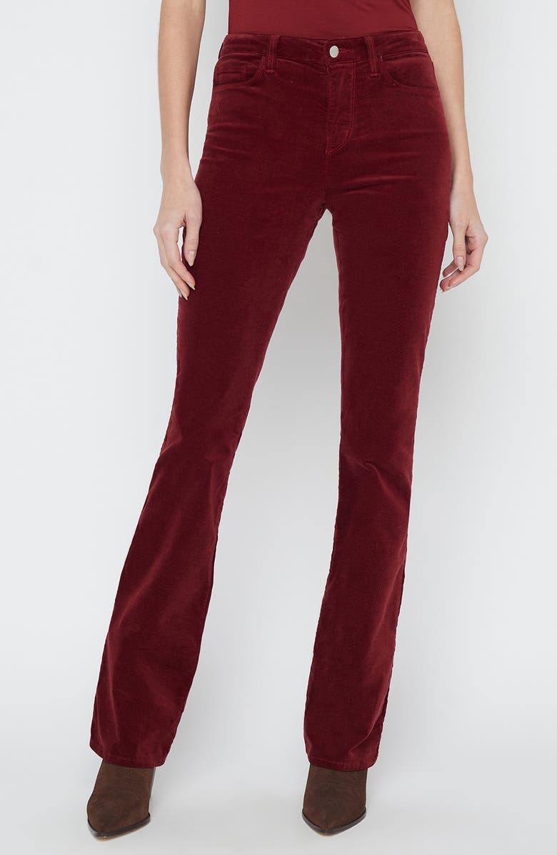 L'AGENCE Stevie High Waist Straight Leg Velvet Pants, Main, color, Dark Syrah