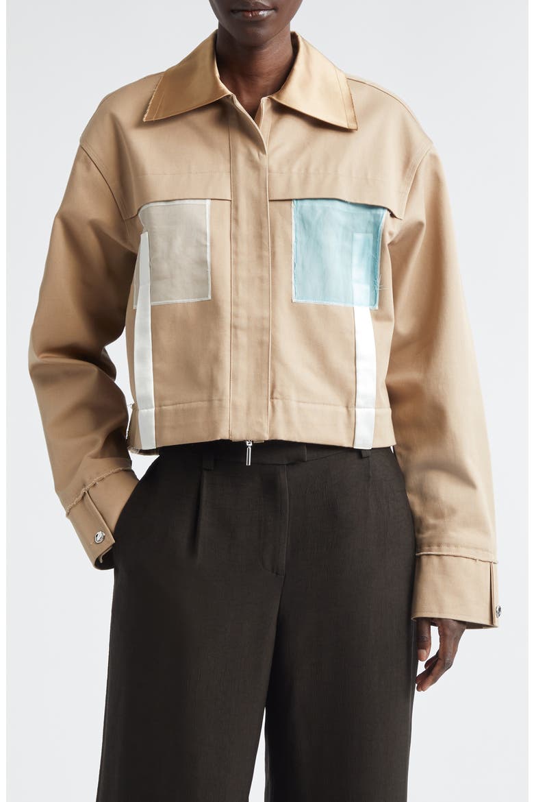 Collage Boxy Oversize Organic Cotton Twill Jacket, Main, color, CARDBOARD