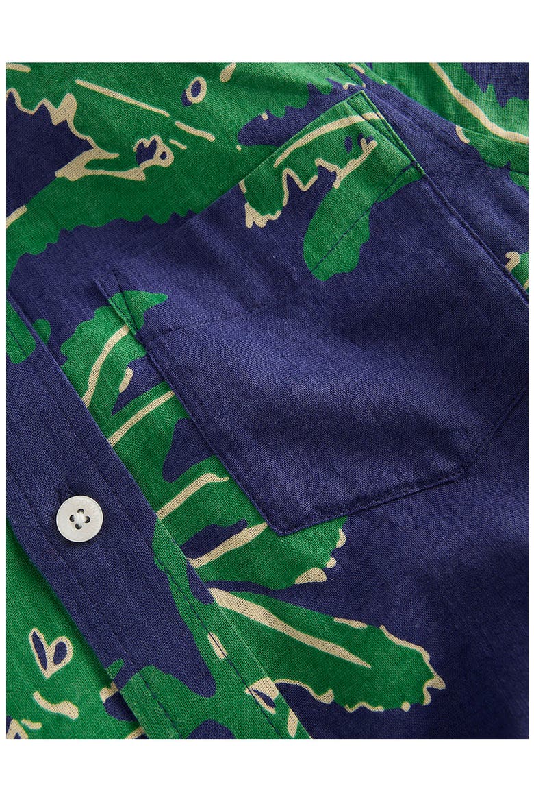 Kids' Palm Tree Graphic Cotton & Linen Blend Button-Up Shirt, Alternate, color, GREEN PALM TREES