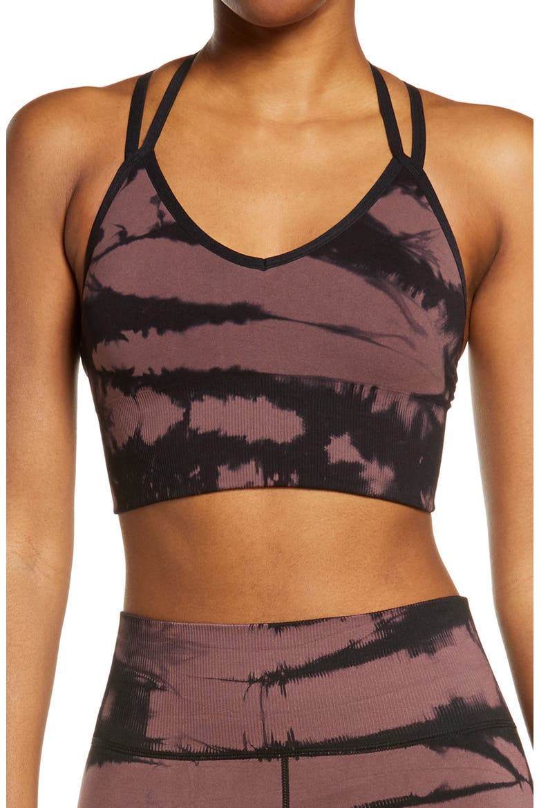 Tie Dye Seamless Sports Bra, Main, color, BURGUNDY HUCKLE