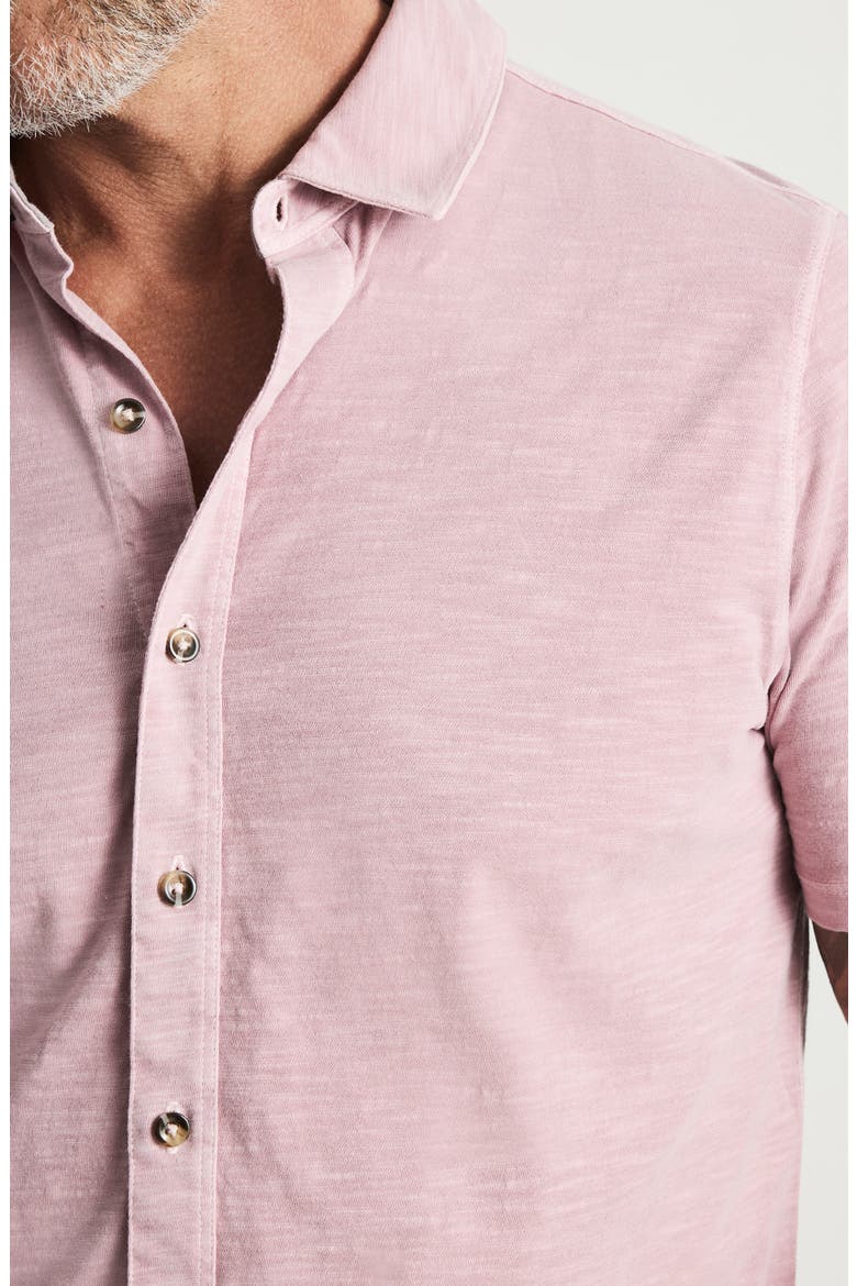Short Sleeve Slub Cotton Jersey Button-Up Shirt, Alternate, color, WOODROSE