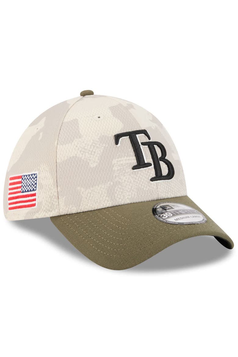 Men's New Era Light Beige/Olive Tampa Bay Rays 2025 Armed Forces Day 39THIRTY Flex Hat, Alternate, color, Light Beige