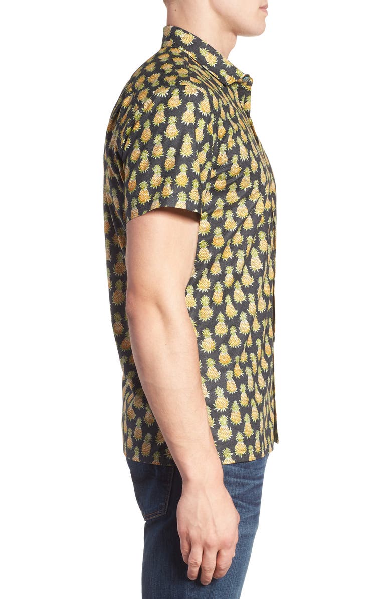 Tori Richard Pineaplism Trim Fit Camp Shirt, Alternate, color, 