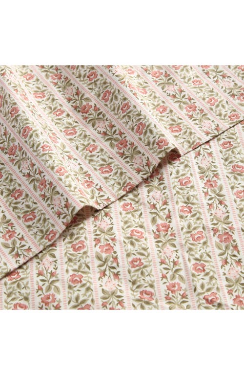Laura Ashley Marta Stripe Cotton Percale Sheet Set In Pink