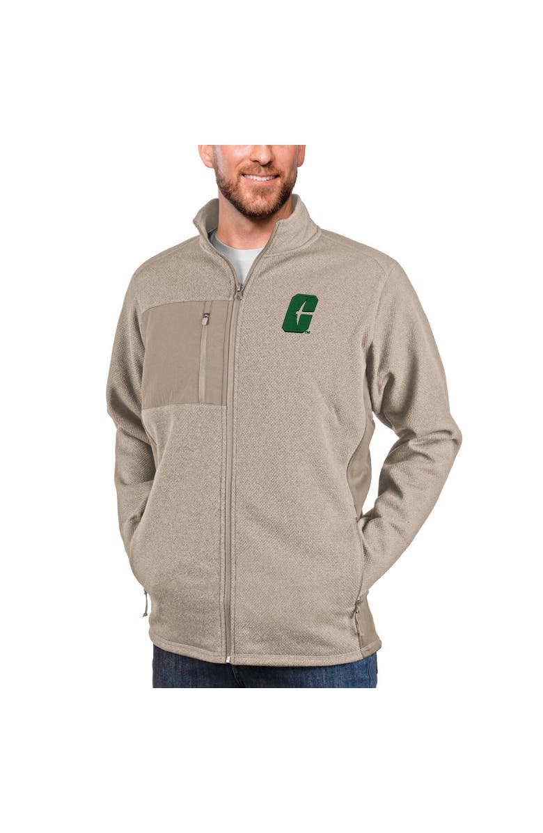 ANTIGUA Men's Antigua Oatmeal Charlotte 49ers Course Full-Zip Jacket, Main, color, 