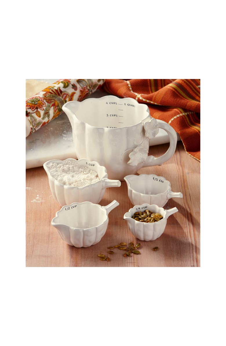 tag Pumpkin Ceramic Measuring Cup Set for Fall Baking Fun, Alternate, color, White