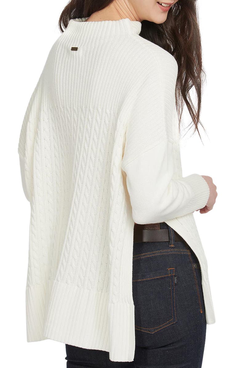 Barbour Guernsey Mix Stitch Cotton Cape Sweater, Alternate, color,