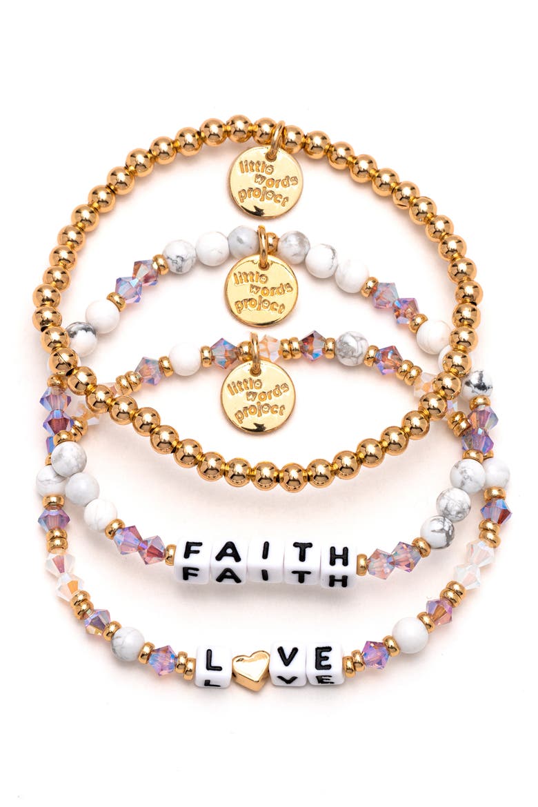 Faith & Hope Set of 3 Beaded Bracelets, Main, color, WHITE CLOUD