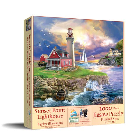 Sunset Point Lighthouse 1000 piece Jigsaw Puzzle for Adults