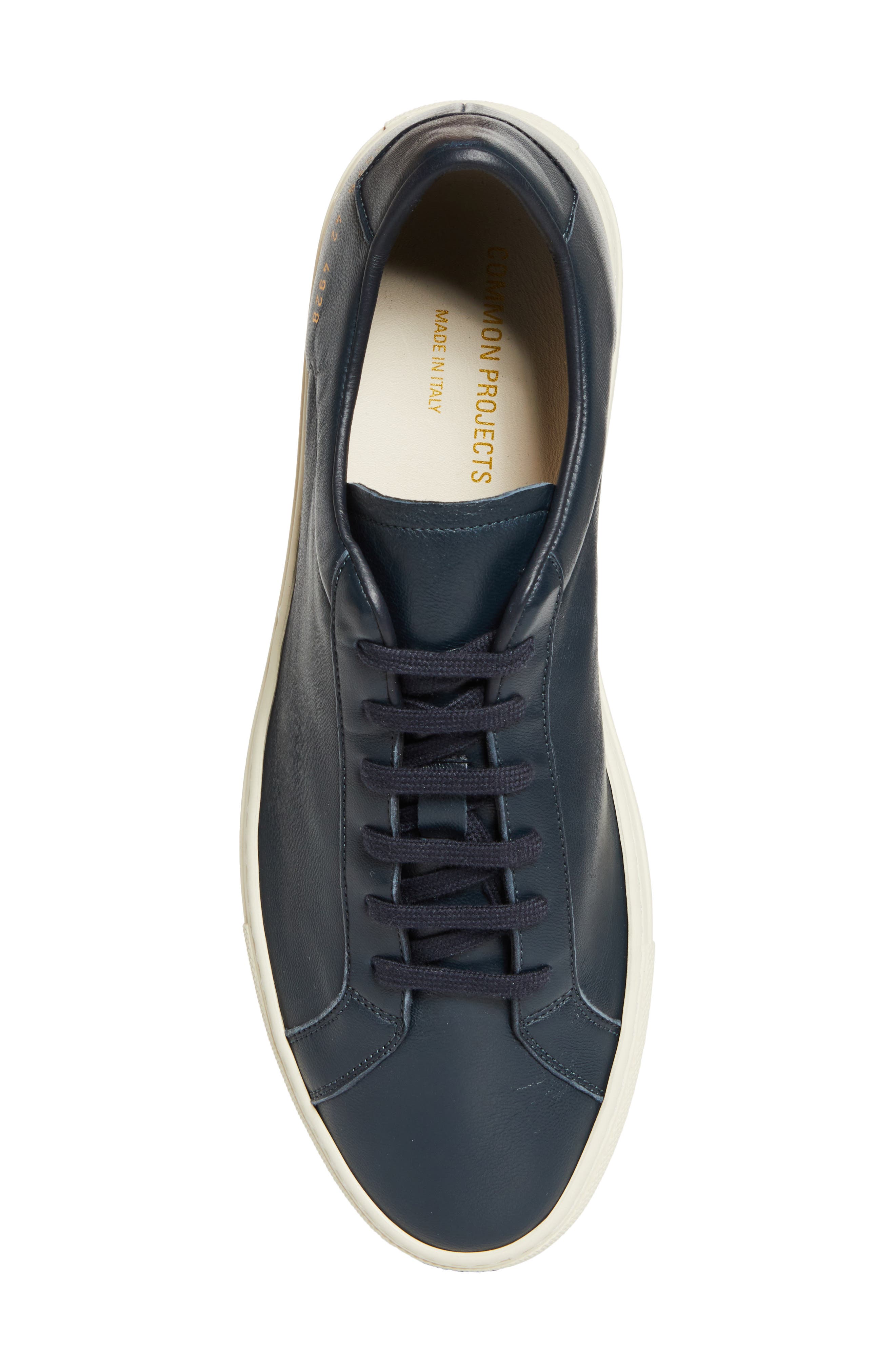 Common Projects Achilles Slim Premium Sneaker, Alternate, color, Navy