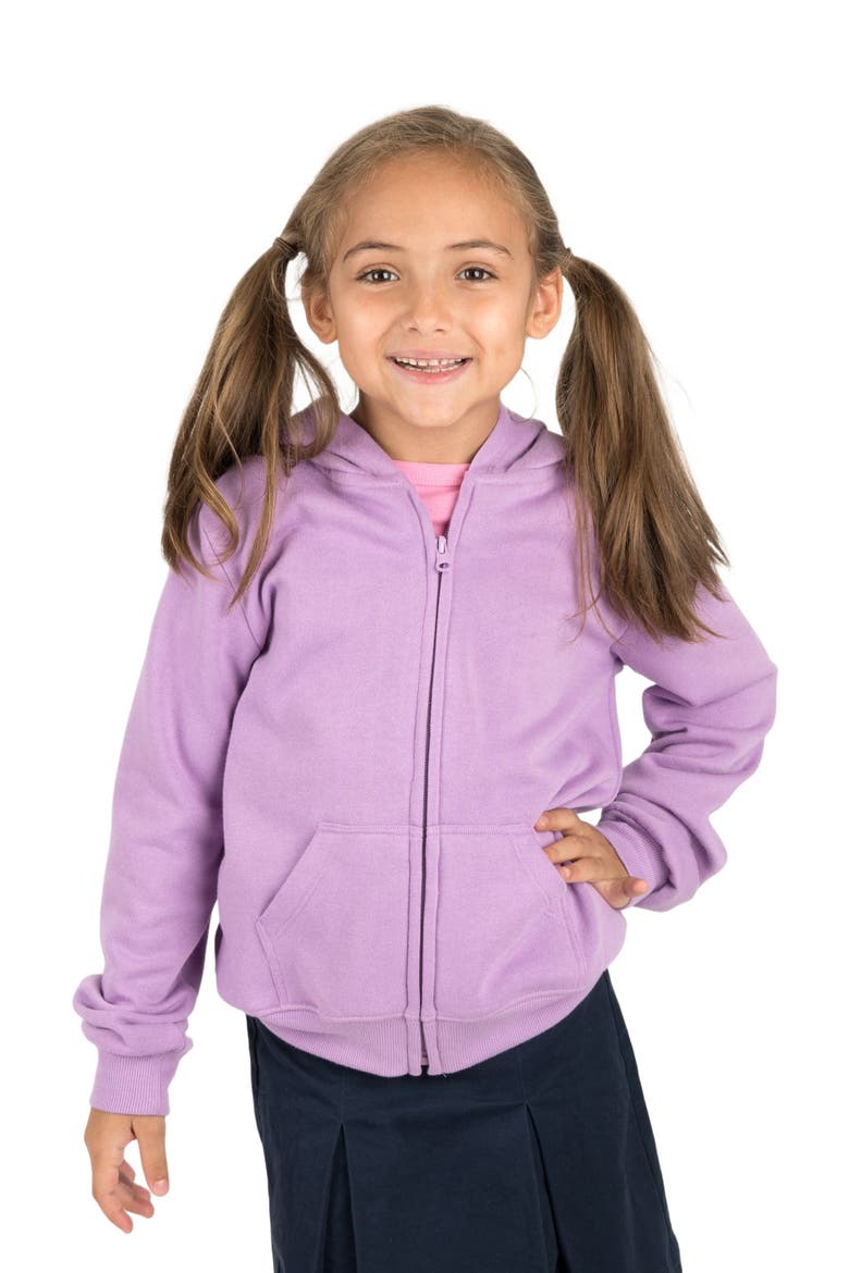 Kids Zip-Up Sweatshirt Hoodie, Cotton Blend, Solid Colors, Main, color, PURPLE