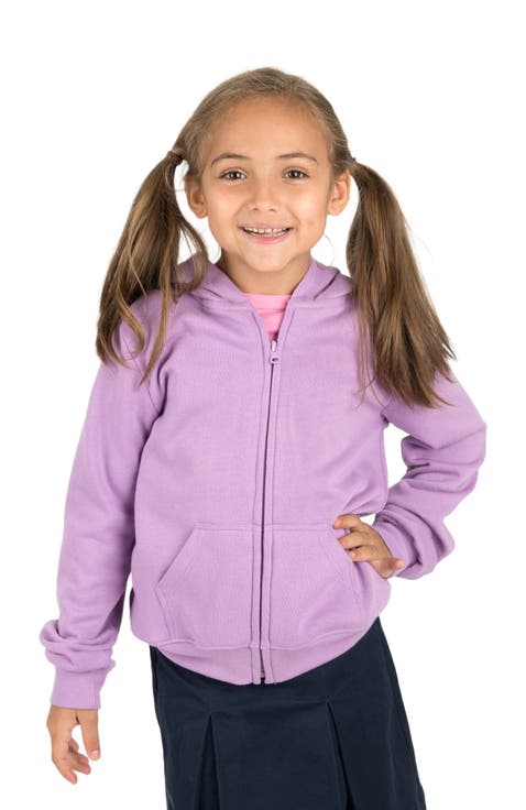 Kids Zip-Up Sweatshirt Hoodie, Cotton Blend, Solid Colors