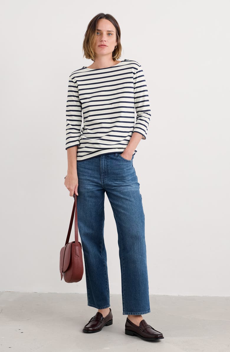 Seasalt Cornwall Sailor Stripe Organic Cotton Top, Alternate, color, Breton Chalk Maritime