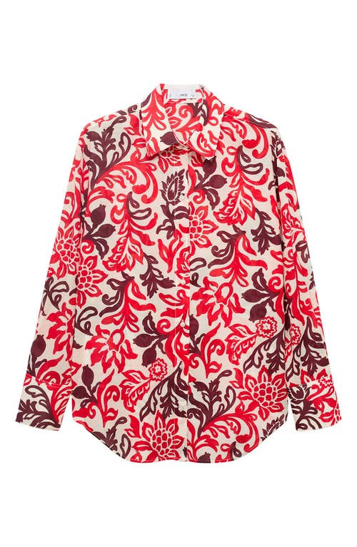 Mango Printed Cotton Shirt In Pink