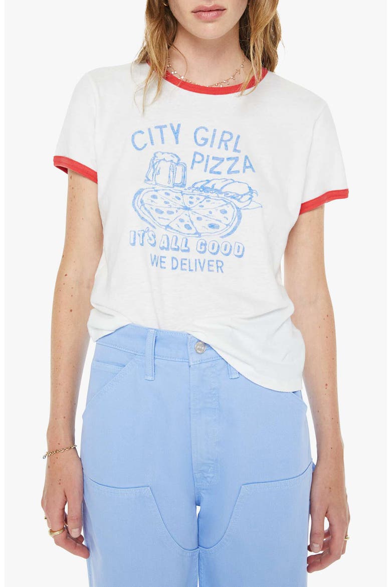Lil Goodie Goodie Ringer T-Shirt, Main, color, CITY GIRL PIZZA