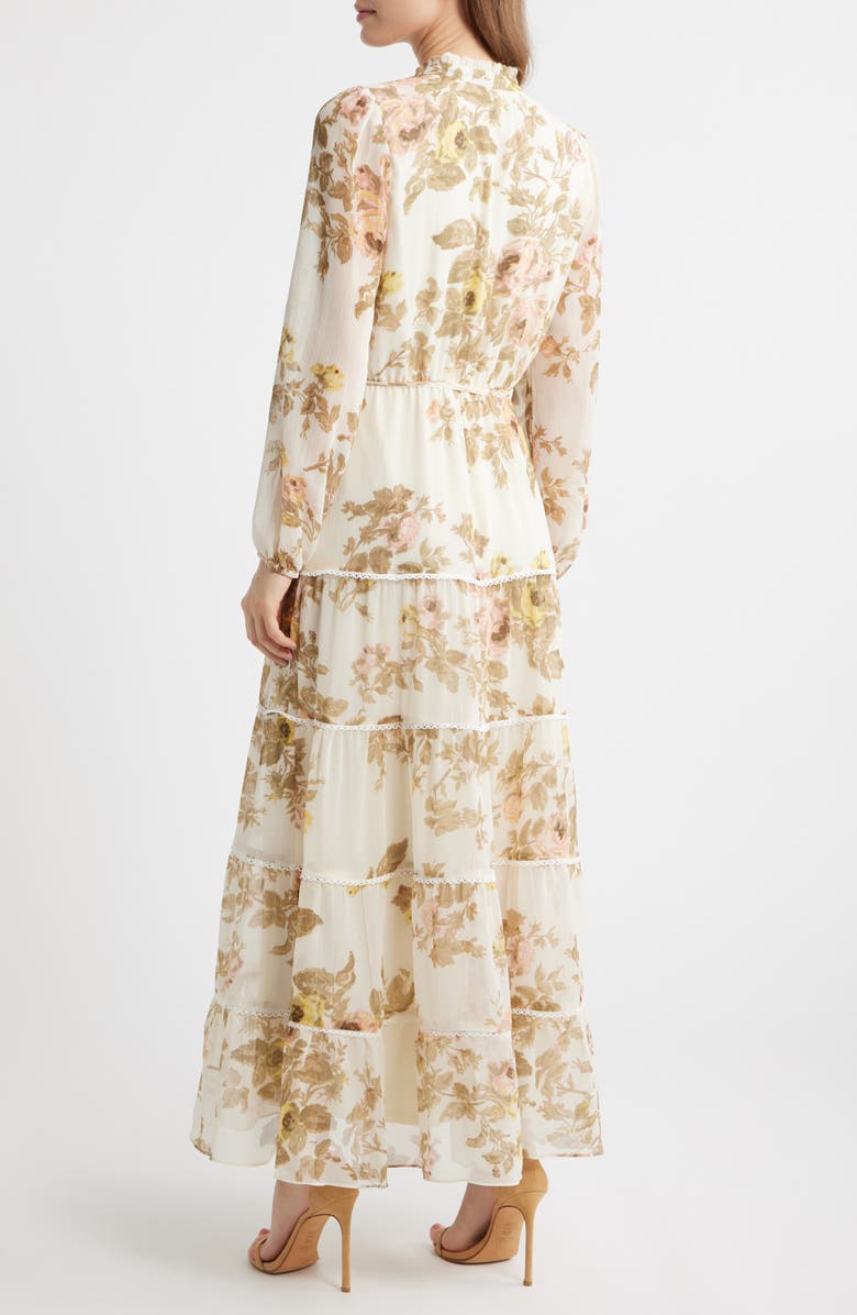 CeCe Floral Long Sleeve Tiered Maxi Dress, Alternate, color, Twill