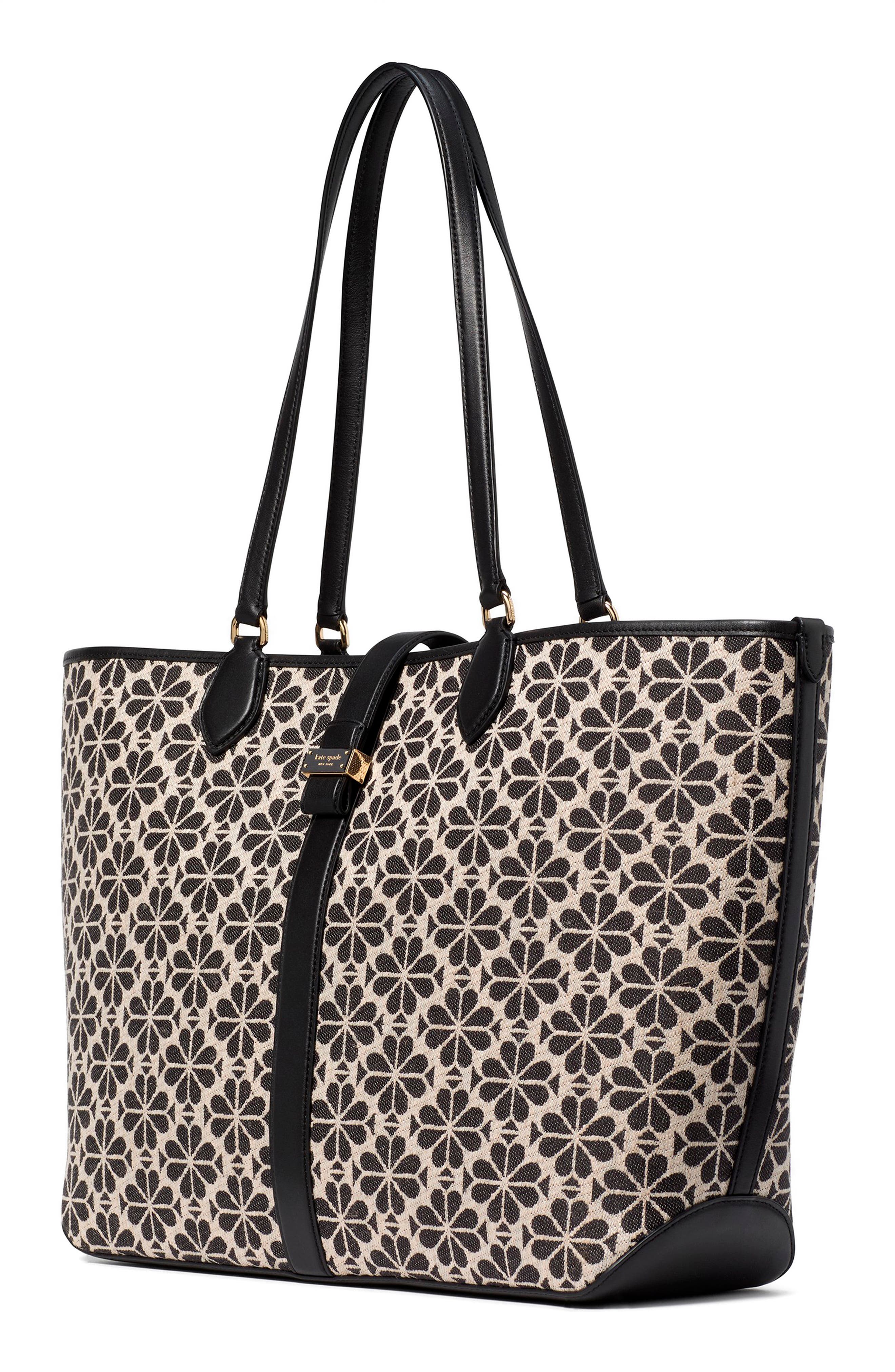 large spade floral jacquard tote, Alternate, color, SAND MULTI