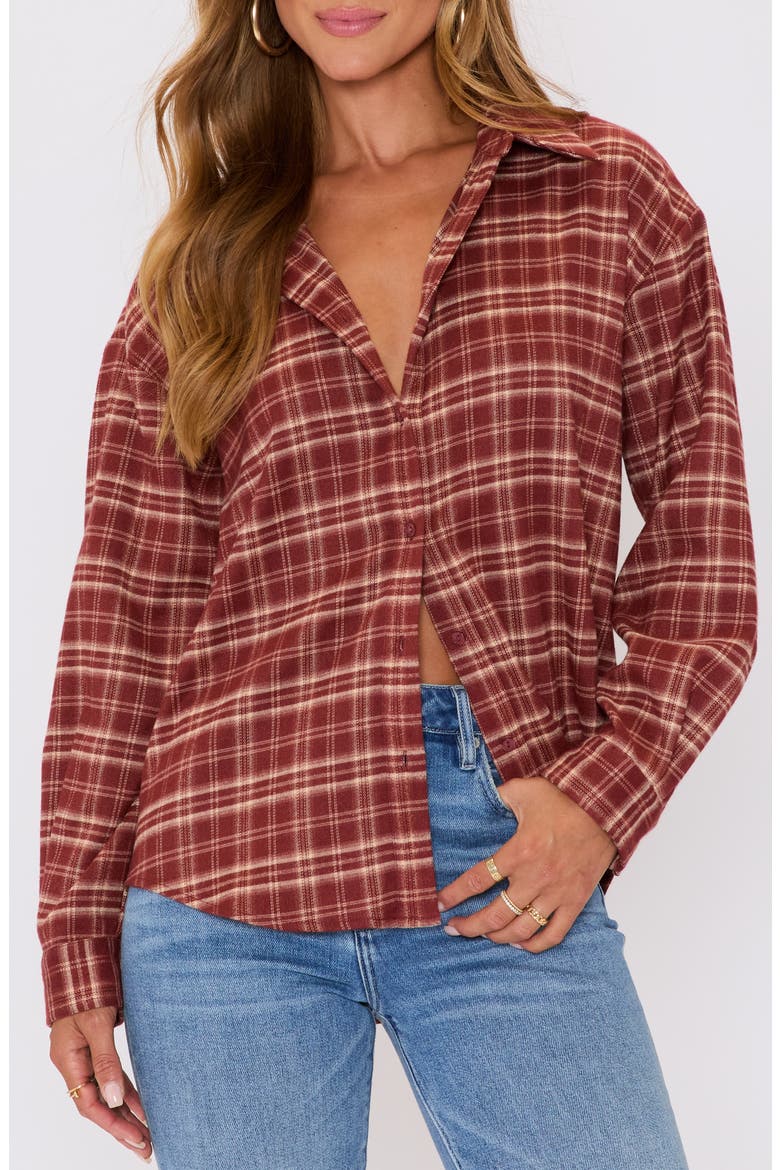 Poet Plaid Button-Up Shirt, Alternate, color, BRICK PLAID