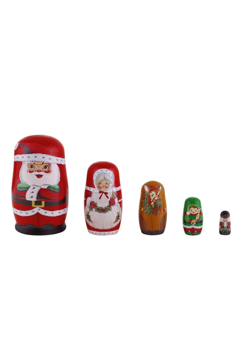 Set of 5 Nesting Wood Figures, Main, color, Santa - Multicolor