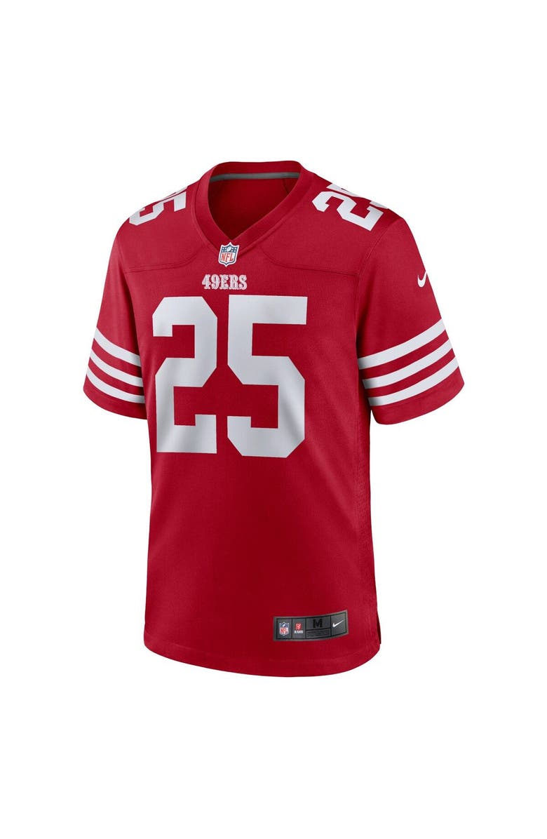 Nike Men's Nike Elijah Mitchell Scarlet San Francisco 49ers Team Player Game Jersey, Alternate, color,