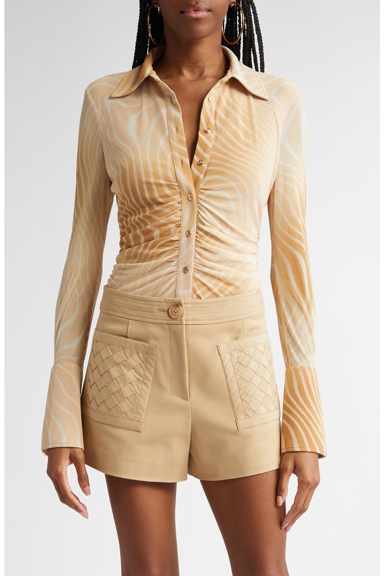 Talisa Flare Sleeve Button-Up Top, Main, color, BURLAP SWIRL