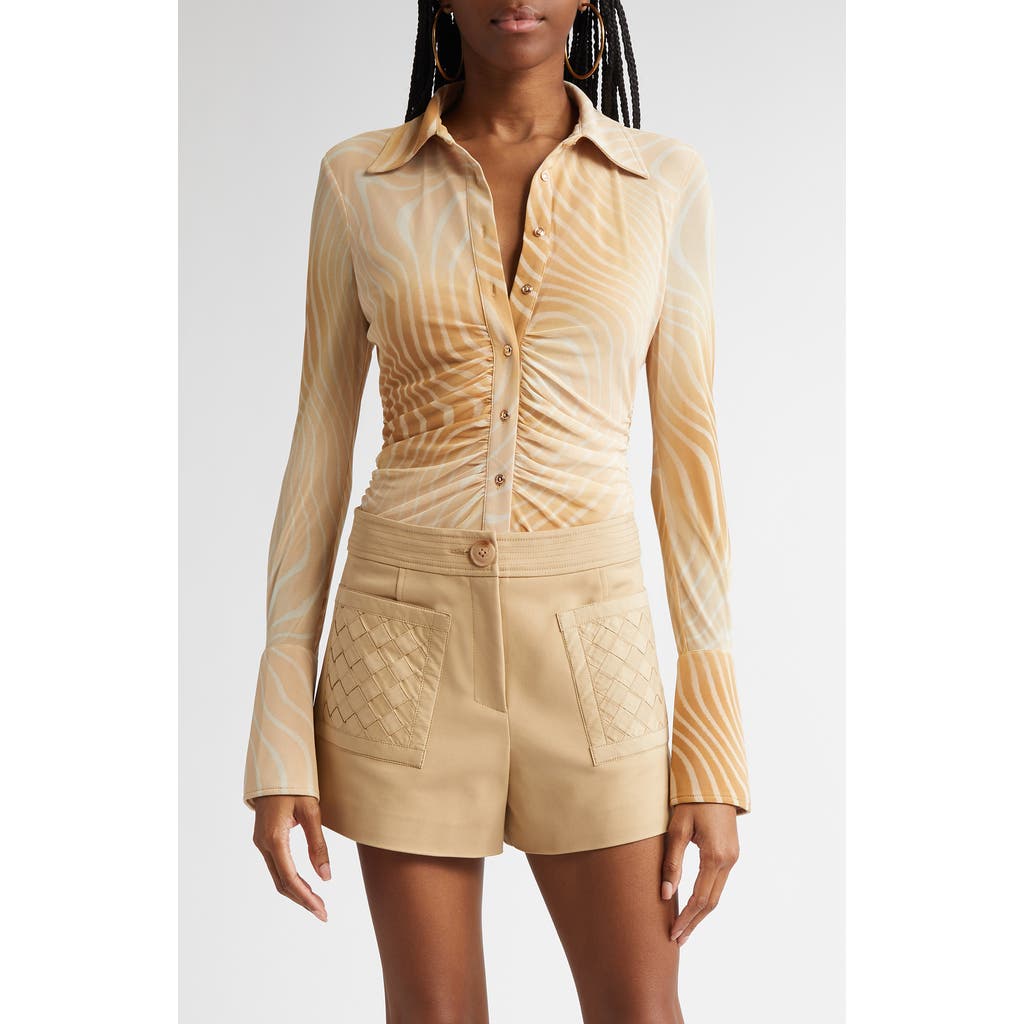Ramy Brook Talisa Flare Sleeve Button-up Top In Burlap Swirl
