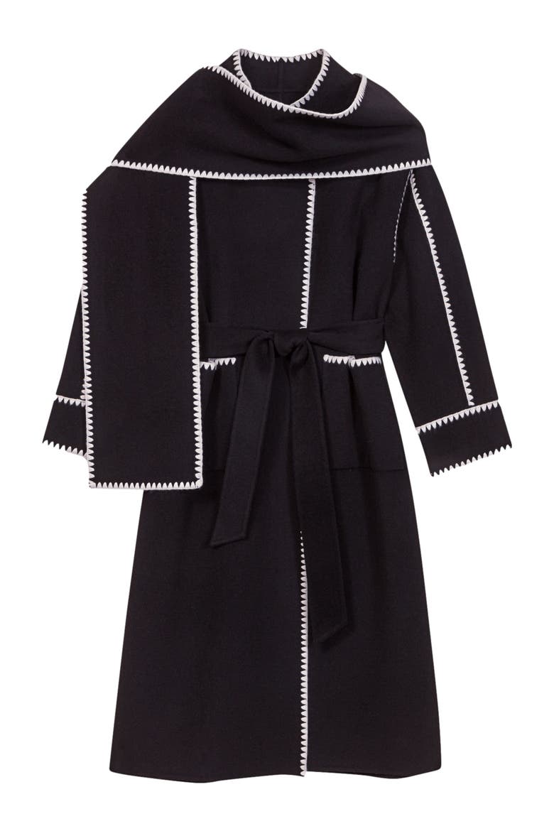 Two-tone double-faced coat, Alternate, color, Black / white